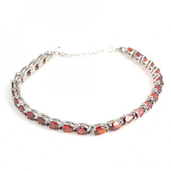 925 Ayar Gümüş Küçük Damla Yakut Taşlı Suyolu Bileklik - 2