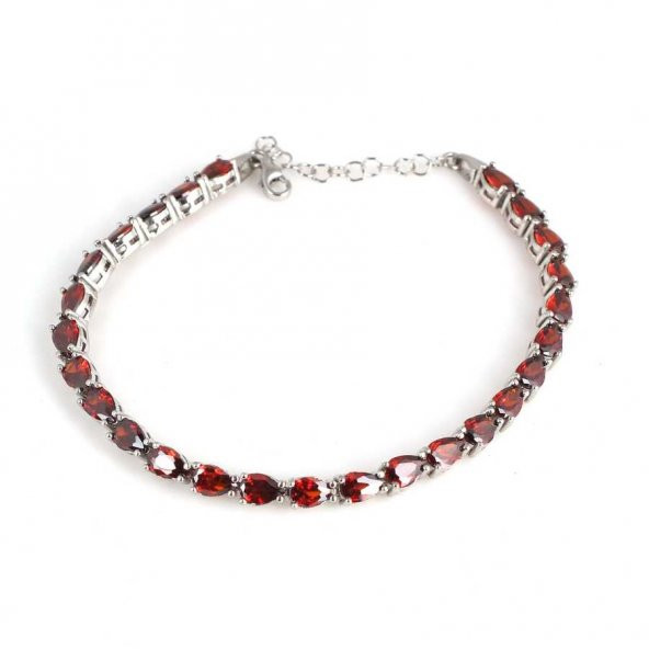 925 Ayar Gümüş Küçük Damla Yakut Taşlı Suyolu Bileklik - 3