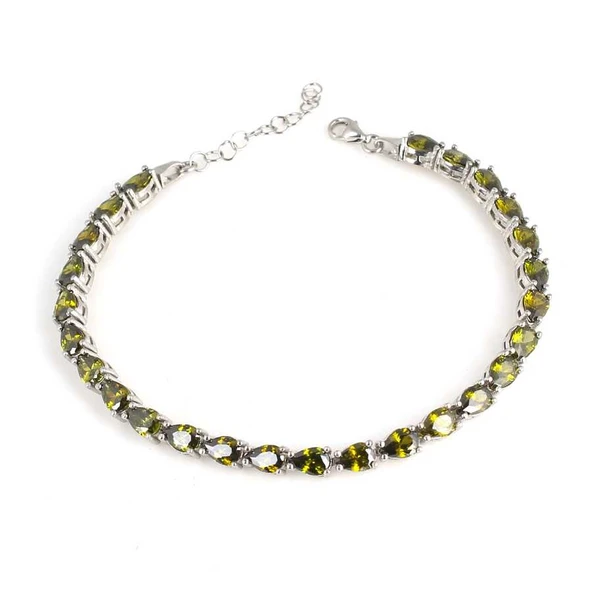 925 Ayar Gümüş Küçük Damla Peridot Taşlı Suyolu Bileklik ürün görseli 1