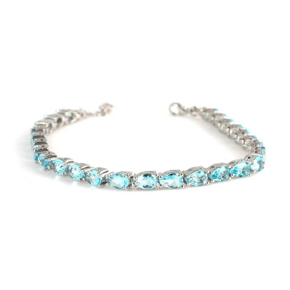 925 Ayar Gümüş Küçük Damla Akuamarin Taşlı Suyolu Bileklik ürün görseli 1