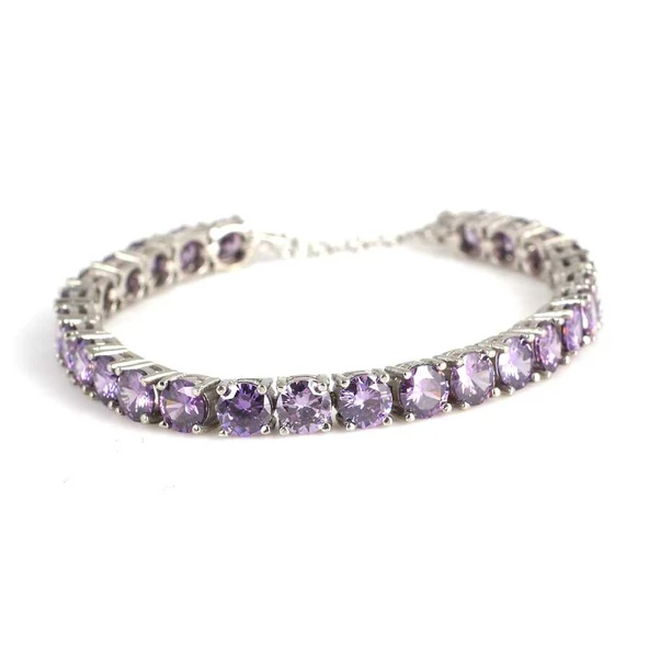 925 Ayar Gümüş Büyük Yuvarlak Ametist Taşlı Suyolu Bileklik ürün görseli 1