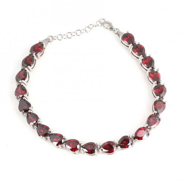 925 Ayar Gümüş Damla Yakut Taşlı Suyolu Bileklik