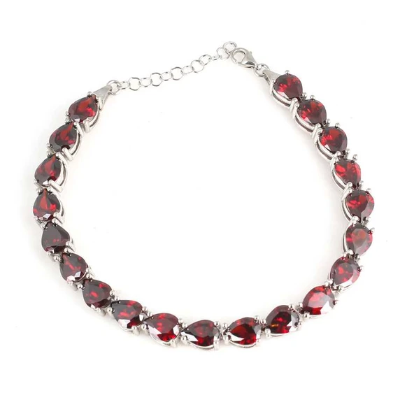 925 Ayar Gümüş Damla Yakut Taşlı Suyolu Bileklik ürün görseli 1