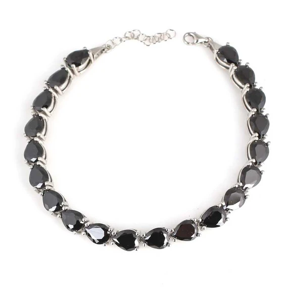 925 Ayar Gümüş Damla Oniks Taşlı Suyolu Bileklik ürün görseli 1