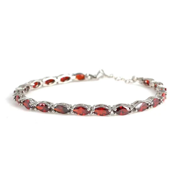 925 Ayar Gümüş Badem Yakut Taşlı Suyolu Bileklik ürün görseli