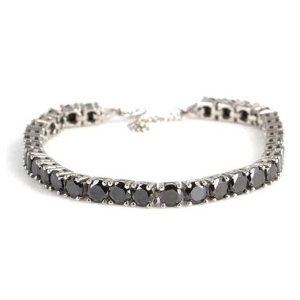 925 Ayar Gümüş Oniks Taşlı Yuvarlak Boy Suyolu Bileklik ürün görseli 1