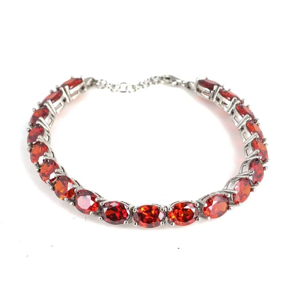 925 Ayar Gümüş Sentetik Yakut Taşlı Büyük Boy Suyolu Bileklik ürün görseli 1