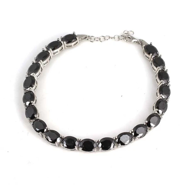 925 Ayar Gümüş Sentetik Büyük Boy Oniks Taşlı Suyolu Bileklik ürün görseli 1