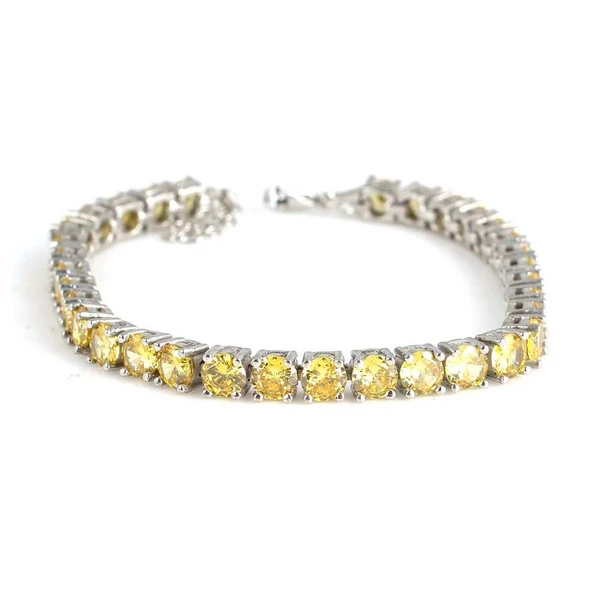 925 Ayar Gümüş Sitrin Taşlı Yuvarlak Boy Suyolu Bileklik ürün görseli 1