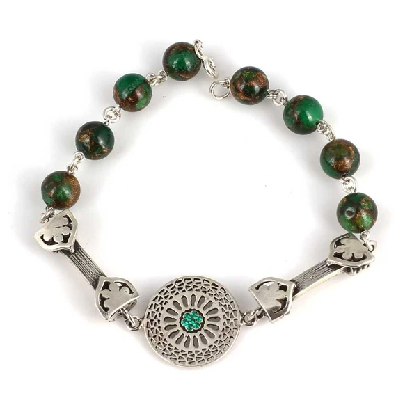 925 Ayar Gümüş Yeşim Taşlı Sarnel Parçalı Bileklik ürün görseli