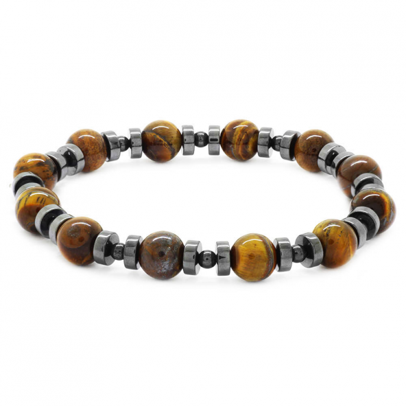 Küre Kesim Hematit & Kaplangözü Erkek Doğal Taş Bileklik - 2