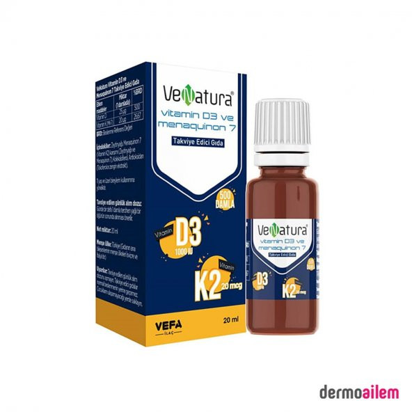 VeNatura D3K2 (20 mcg) Takviye Edici Gıda 20 ml