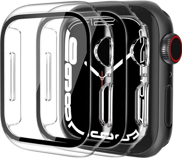 Smcase Apple Watch 41mm Tam Kapatan Sert Şeffaf Silikon Ekran Koruyucu - 2