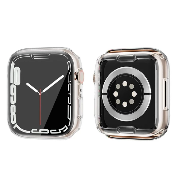 Smcase Apple Watch 41mm Tam Kapatan Şeffaf Silikon Ekran Koruyucu - 3