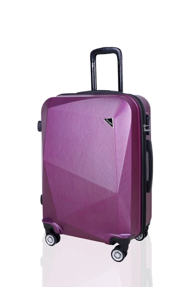 Polo&Sky Elmas Model Mor Renk 2'li Valiz Seti (Orta+Büyük) - Resim 3