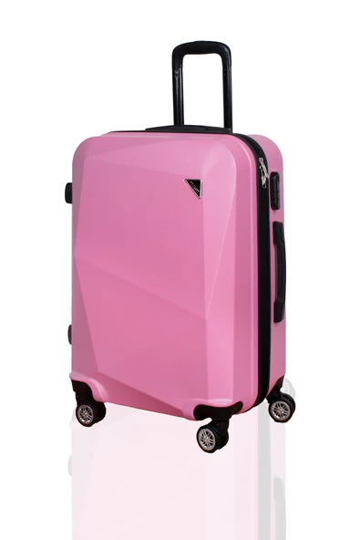 Polo&Sky Elmas Model Pembe Renk 2'li Valiz Seti (Orta+Büyük) - 3