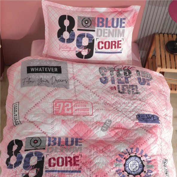 Şeker Portakalım Clasy Tek Kişilik Pamuk Ranforce Dört Mevsim Set Denim V1 Pembe - 3