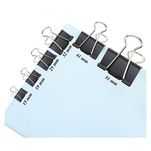 Çelik Kıskaç Klips 32 mm 12 Adet 1 Paket Metal Mandal Binder Clips Kıska 150 Sayfa Kapasiteli Çok Amaçlı Kullanım - 4