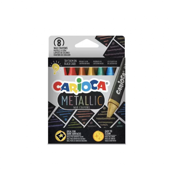 Carioca Metalik Wax Maxi Yıkanabilir Pastel Boya Kalemi 8li
