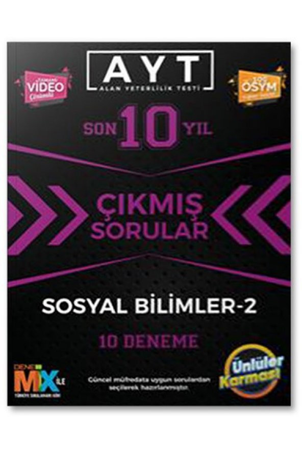 AYT Sosyal Bilimler-2 Çıkmış Sorular Tıpkı Basım 10 Deneme Ünlüler Karması