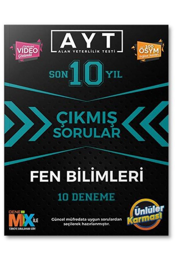 AYT Fen Bilimleri Çıkmış Sorular Tıpkı Basım 10 Deneme Ünlüler Karması