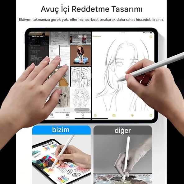Palm-Rejection Wireless Şarj Eğilim Çizim Apple iPad 2.Nesil 2018 sonrası Dokunmatik Kalemi Pencil 2.Nesil - 9
