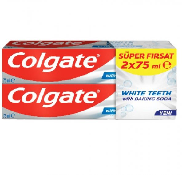 Colgate Süper Fırsat White Teeth With Baking Soda Diş Macunu 2'li 75 ml