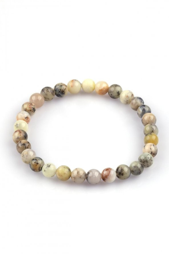 Merlinite Opal Doğal Taş Bileklik 6mm Küre Kesim - Resim 2