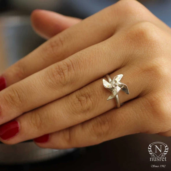 925 Ayar Gümüş Pervane Yüzük - Resim 3