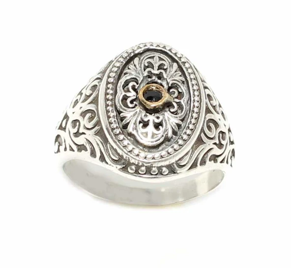 Konstantinapol Tasarım Sitrin Taşlı Otantik Yüzük - Resim 2