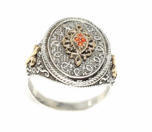 Konstantinapol Tasarım Turuncu Taşlı Otantik Yüzük ürün görseli 1