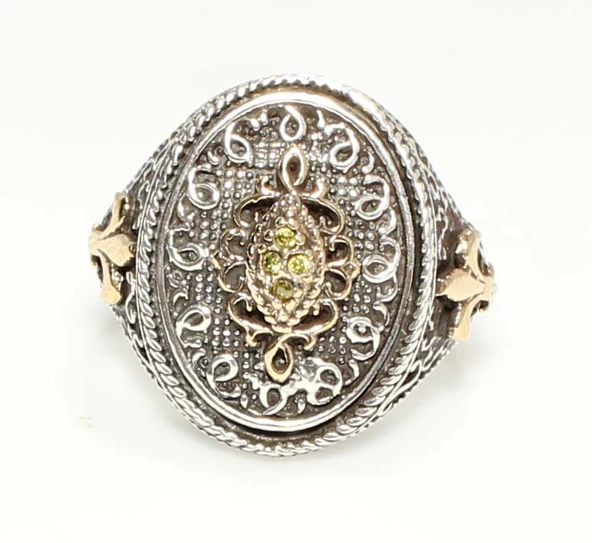 Sitrin Taşlı Konstantinapol Tasarım Otantik Yüzük - Resim 4