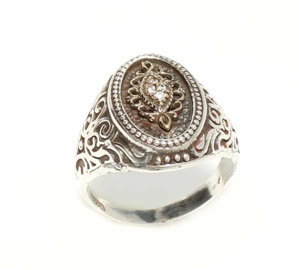 Konstantinapol Tasarım Zirkon Taşlı Otantik Yüzük - Resim 3