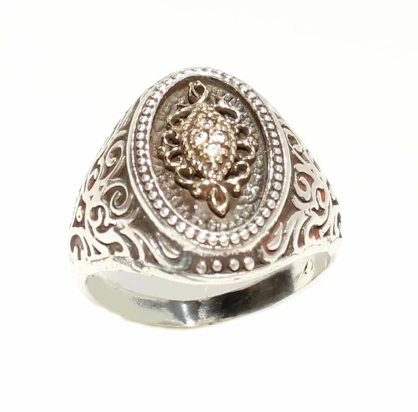 Konstantinapol Tasarım Zirkon Taşlı Otantik Yüzük - Resim 4