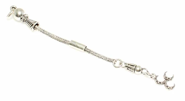 925 Ayar Gümüş 3 Hilal Tekli Püskül, Spiral Desenli Tepelik ürün görseli 1