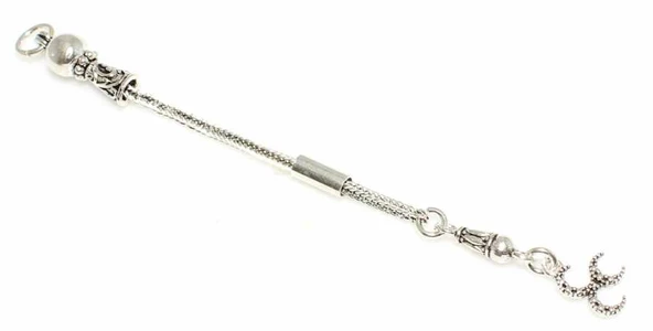 925 Ayar Gümüş 3 Hilal Tekli Püskül, Desenli Tepelik ürün görseli