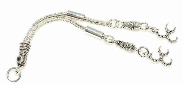 925 Ayar Gümüş 3 Hilal 2'li Püskül, Desenli Tepelik - Resim 2