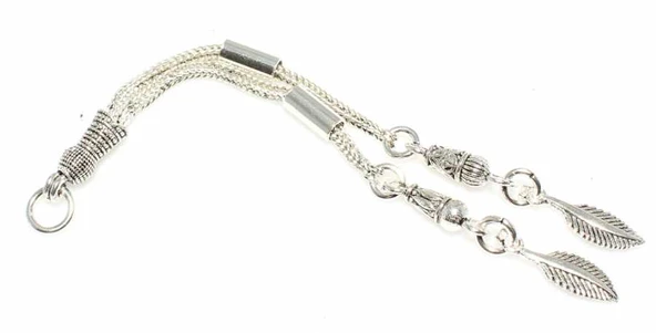 925 Ayar Gümüş Yaprak 2'li Püskül, Desenli Tepelik ürün görseli 1