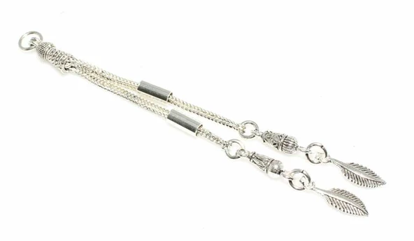 925 Ayar Gümüş Yaprak 2'li Püskül, Desenli Tepelik - Resim 2