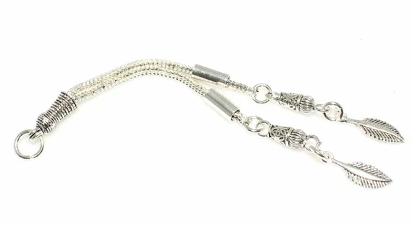 925 Ayar Gümüş Yaprak 2'li Püskül, Kelebek Desenli Ara Bağlantı ürün görseli