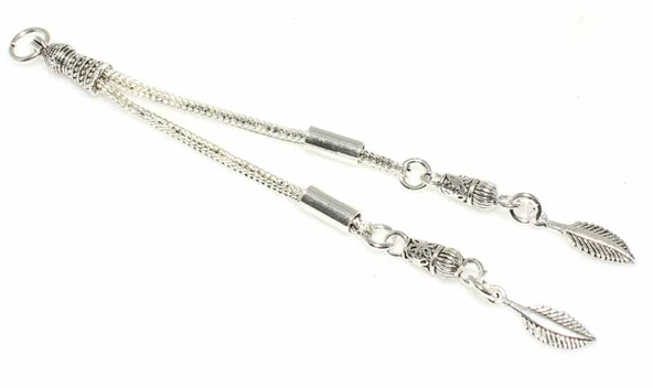 925 Ayar Gümüş Yaprak 2'li Püskül, Kelebek Desenli Ara Bağlantı - Resim 2