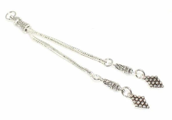 925 Ayar Gümüş Üzüm Salkımı 2'li Püskül, Desenli Ara Parça - Resim 2