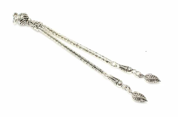 925 Ayar Gümüş Gonca 2'li Kalın Püskül, Spiral Desenli Tepelik - Resim 2