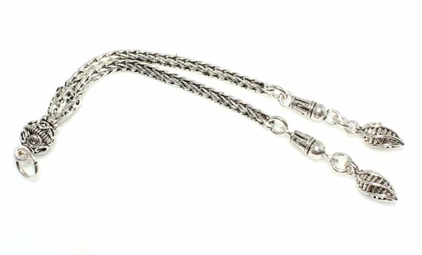 925 Ayar Gümüş Gonca 2'li Kalın Püskül, Oymalı Tepelik ürün görseli