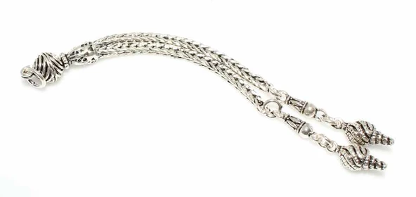 925 Ayar Gümüş Deniz Kabuğu 2'li Kalın Püskül, Spiral Desenli Tepelik ürün görseli