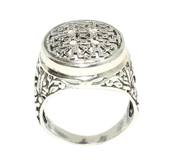 925 Ayar Gümüş Bronz Konstantinapol Tasarım Taşlı Yüzük - Resim 2