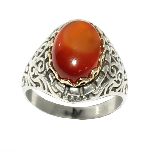 Konstantinapol Tasarım Akik Taşlı Yüzük - Resim 2