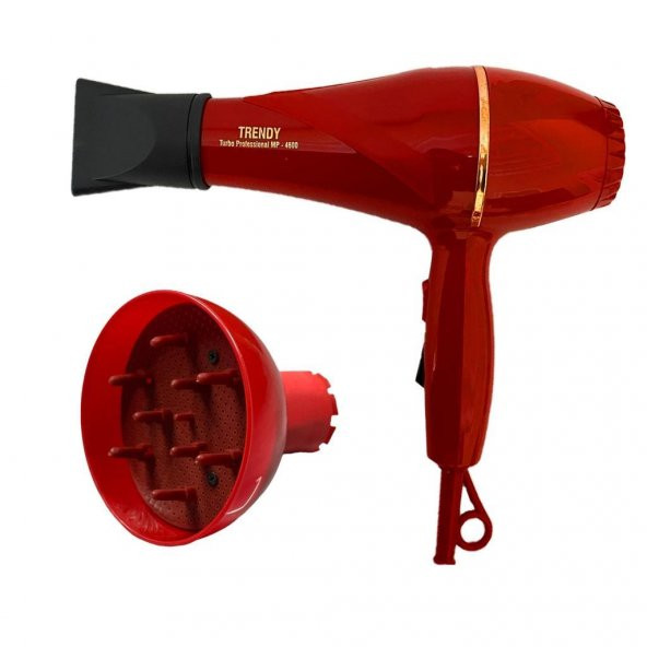 Trendy Profesyonel Fön Makinesi Kırmızı + Vigo Başlık
