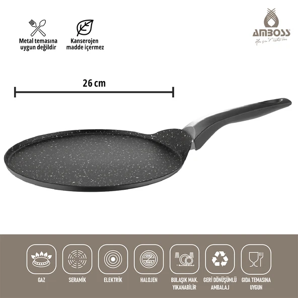 Amboss Mocca Granit Kaplama Krep Tavası 26 cm - Resim 5