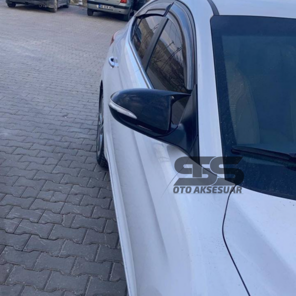 Hyundai Elantra Sinyalli 2016-2018 Uyumlu Batman Yarasa Ayna Kapağı Piano Black Abs Plastik - 3